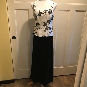 Alex Evenings Floral Evening Gown Black & White